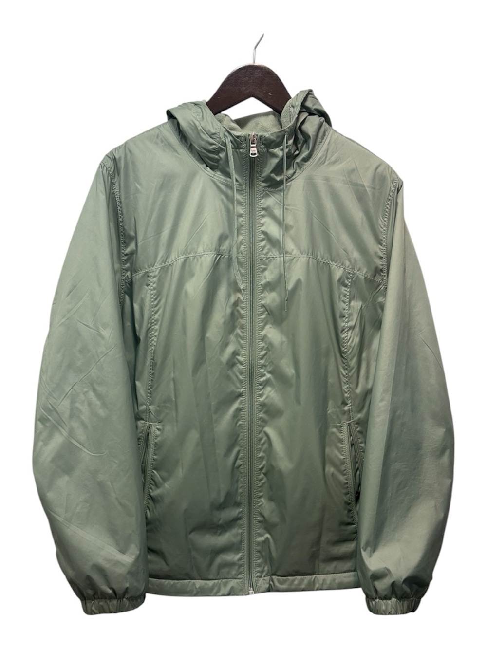 Calvin Klein Fleece Lined Lightweight Windbreaker Hooded Jacket - Sage Green